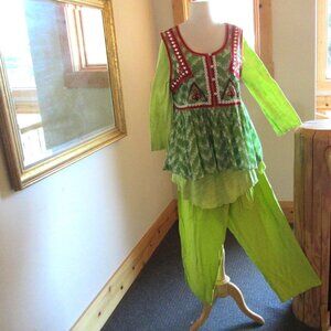 Steel Pony Tunic, Mamta Draw-String Waist Pants and Indigo Moon Skirted Hem Top